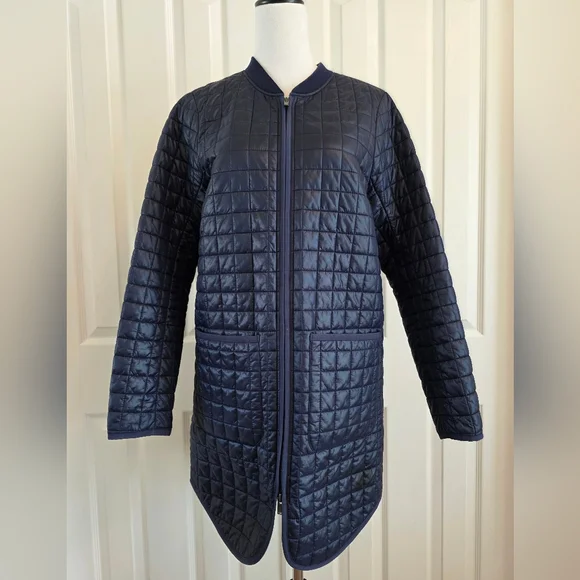 Athleta Grandview Prima Loft Long Quilted Jacket Navy Lightweight Puffer-SZ S - Picture 4 of 14